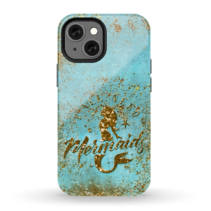 iPhone 13 mini StrongFit We all need mermaids - Teal and Gold Glitter Typography  by  Utart