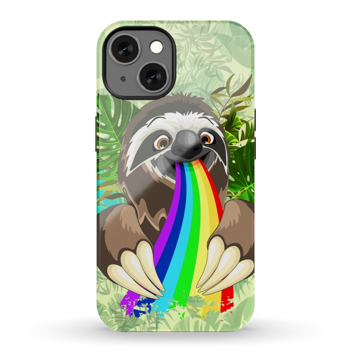 iPhone 13 StrongFit Sloth Spitting Rainbow Colors by BluedarkArt