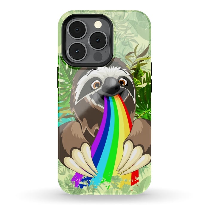 iPhone 13 pro StrongFit Sloth Spitting Rainbow Colors by BluedarkArt