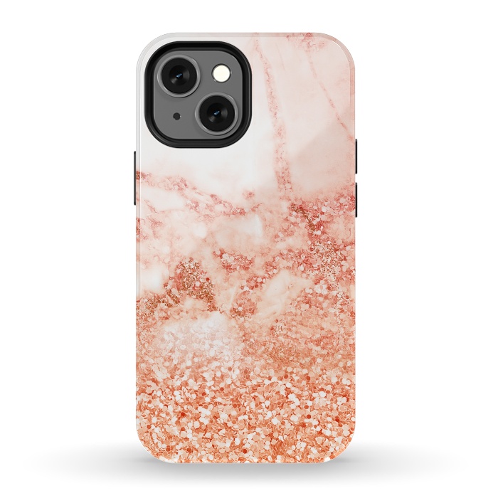 iPhone 13 mini StrongFit Salmon Glitter Marble by  Utart