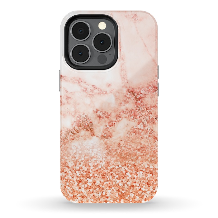 iPhone 13 pro StrongFit Salmon Glitter Marble by  Utart