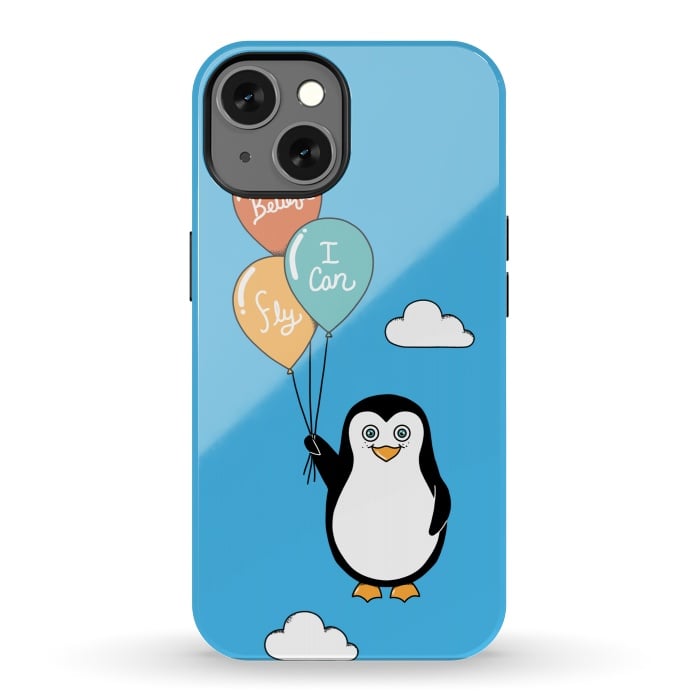 iPhone 13 StrongFit Penguin I Believe I Can Fly by Coffee Man