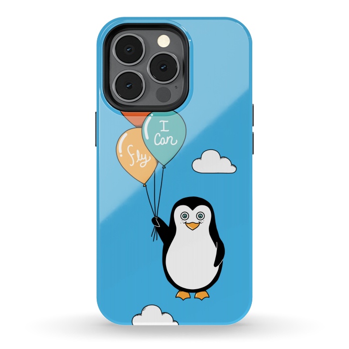 iPhone 13 pro StrongFit Penguin I Believe I Can Fly by Coffee Man