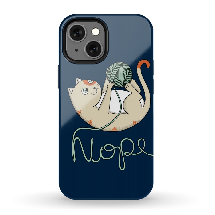 iPhone 13 mini StrongFit Cat Nope Blue by Coffee Man