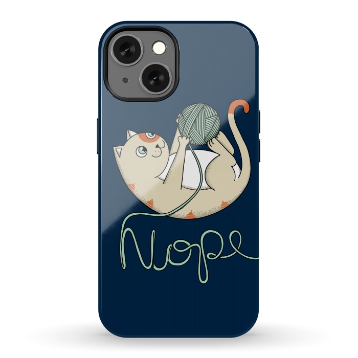 iPhone 13 StrongFit Cat Nope Blue by Coffee Man