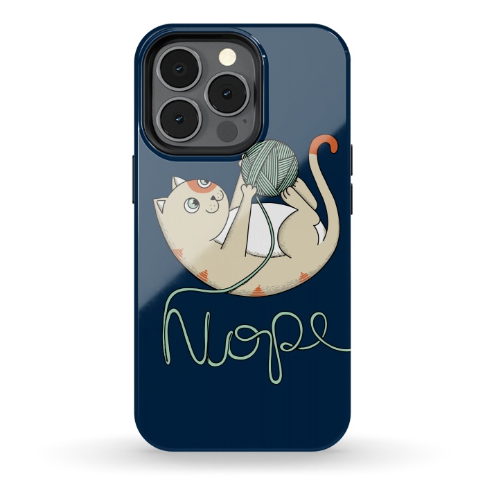 iPhone 13 pro StrongFit Cat Nope Blue by Coffee Man