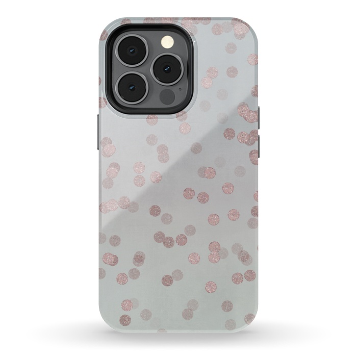 iPhone 13 pro StrongFit Rose Gold Glitter Dots by Andrea Haase