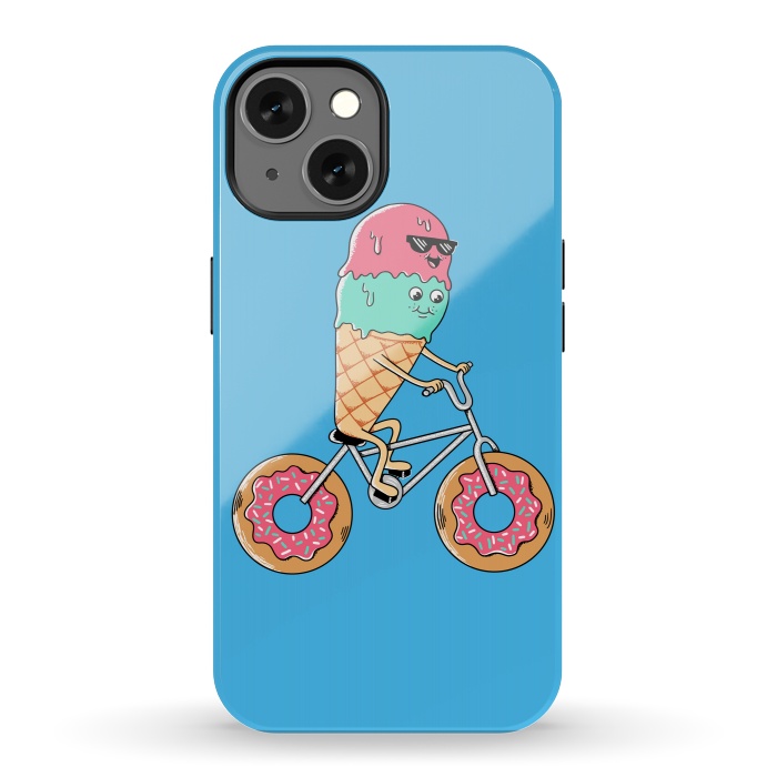 iPhone 13 StrongFit Donut Bicycle Blue by Coffee Man