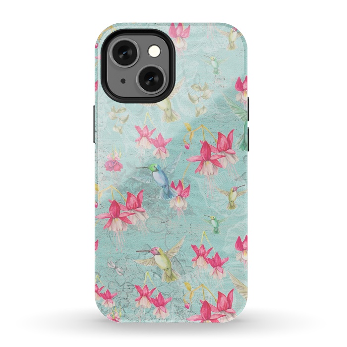 iPhone 13 mini StrongFit Hummingbirds and Fuchsia by  Utart