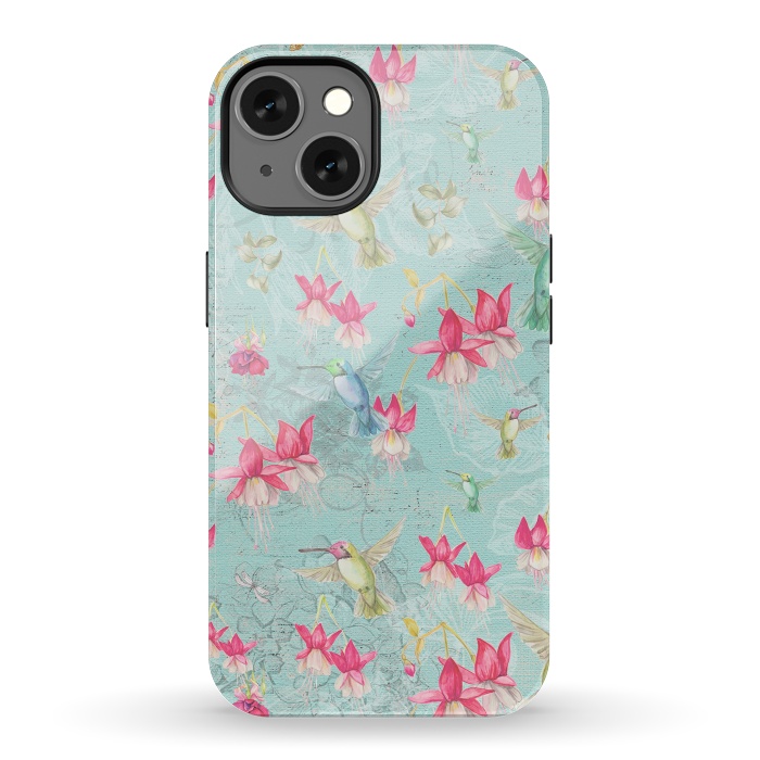 iPhone 13 StrongFit Hummingbirds and Fuchsia by  Utart