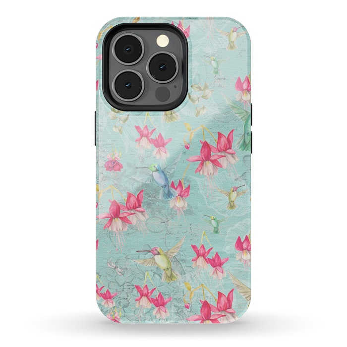 iPhone 13 pro StrongFit Hummingbirds and Fuchsia by  Utart
