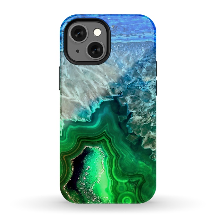 iPhone 13 mini StrongFit Blue and Green Agate  by  Utart