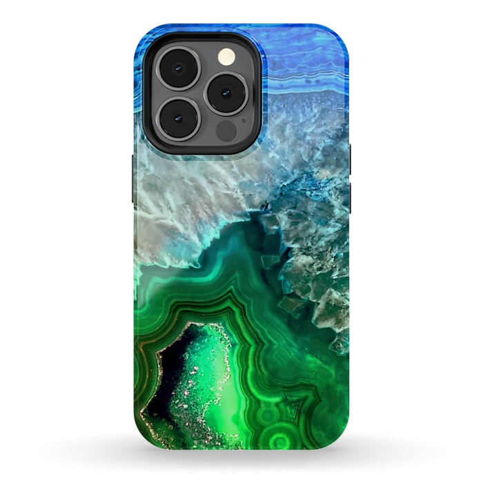 iPhone 13 pro StrongFit Blue and Green Agate  by  Utart