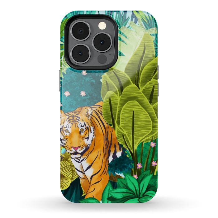 iPhone 13 pro StrongFit Jungle Tiger by Uma Prabhakar Gokhale