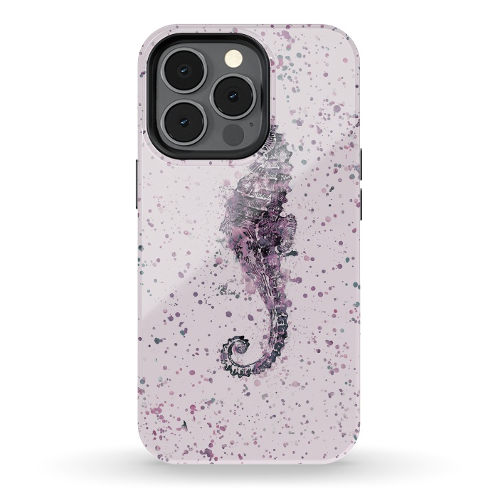iPhone 13 pro StrongFit Watercolor Seahorse by Andrea Haase