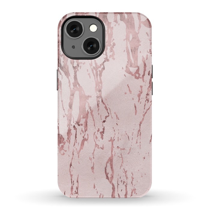 iPhone 13 StrongFit Shiny Rose Gold Marble 2 by Andrea Haase