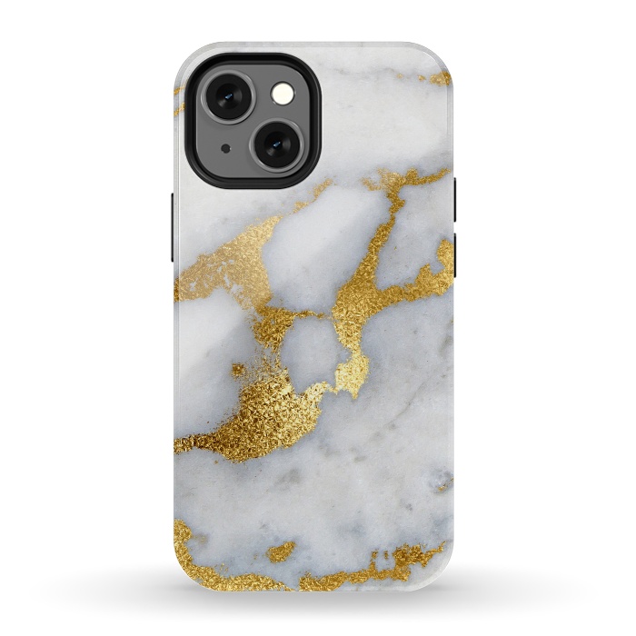 iPhone 13 mini StrongFit Marble with Gold Metal Foil Veins by  Utart