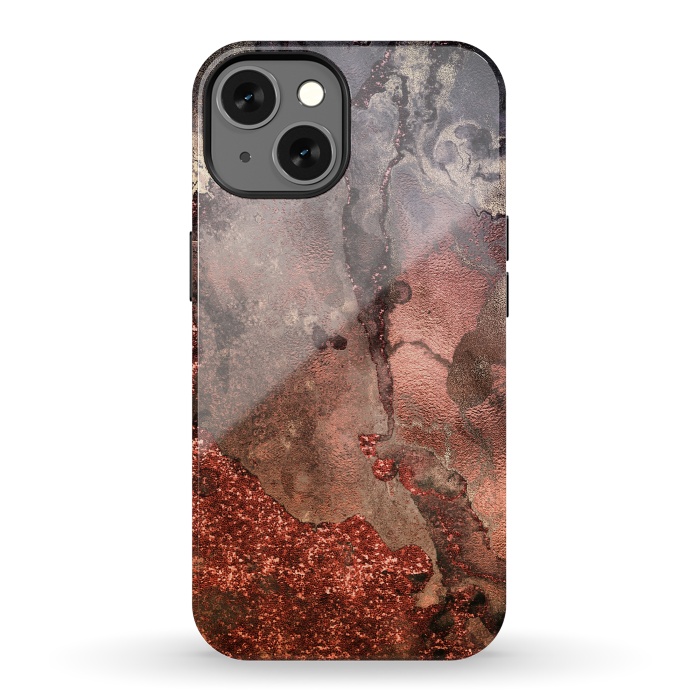 iPhone 13 StrongFit Copper Glitter and Ink Marble by  Utart