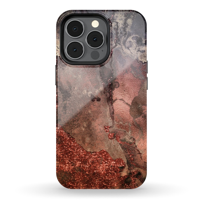 iPhone 13 pro StrongFit Copper Glitter and Ink Marble by  Utart