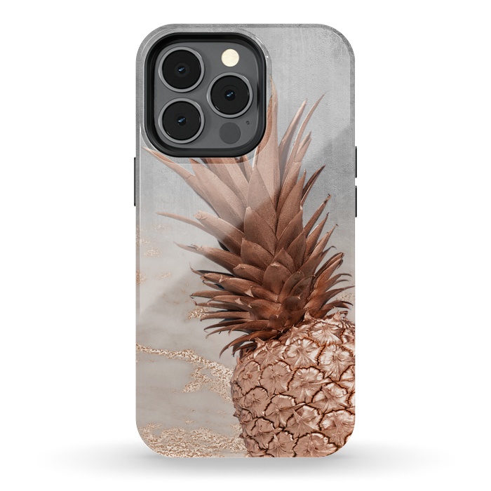 iPhone 13 pro StrongFit Rose Gold Pineapple on Congrete by  Utart