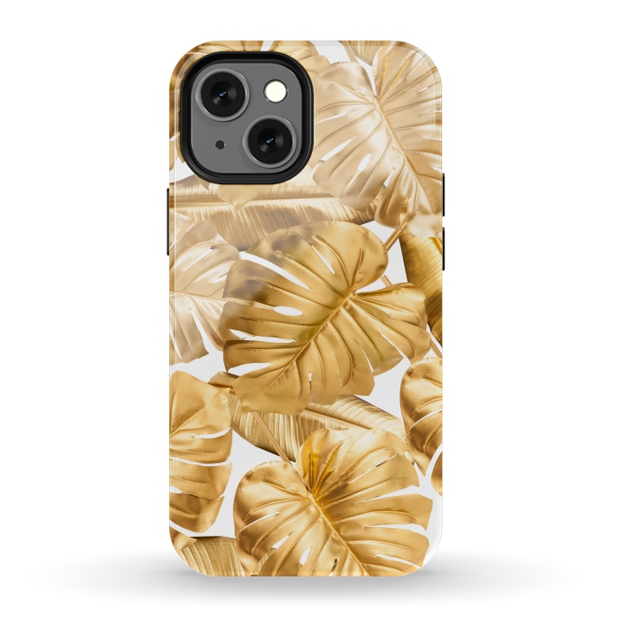 iPhone 13 mini StrongFit Gold Metal Foil Monstera Leaves Pattern by  Utart
