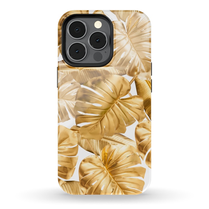 iPhone 13 pro StrongFit Gold Metal Foil Monstera Leaves Pattern by  Utart