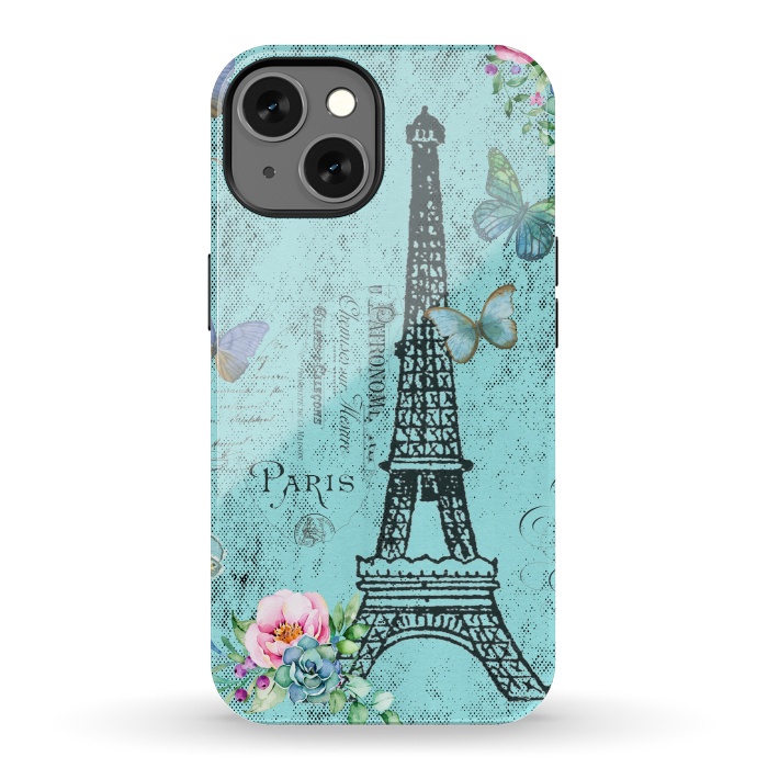 iPhone 13 StrongFit Blue Eiffel Tower Paris Watercolor Illustration by  Utart