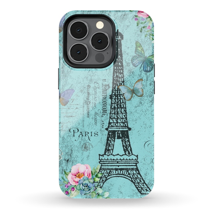 iPhone 13 pro StrongFit Blue Eiffel Tower Paris Watercolor Illustration by  Utart