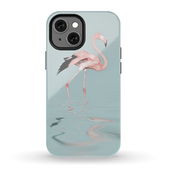 iPhone 13 mini StrongFit Flamingo On Turquoise Waters by Andrea Haase