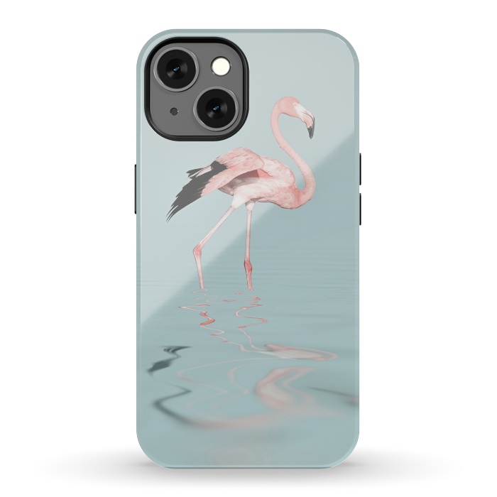 iPhone 13 StrongFit Flamingo On Turquoise Waters by Andrea Haase