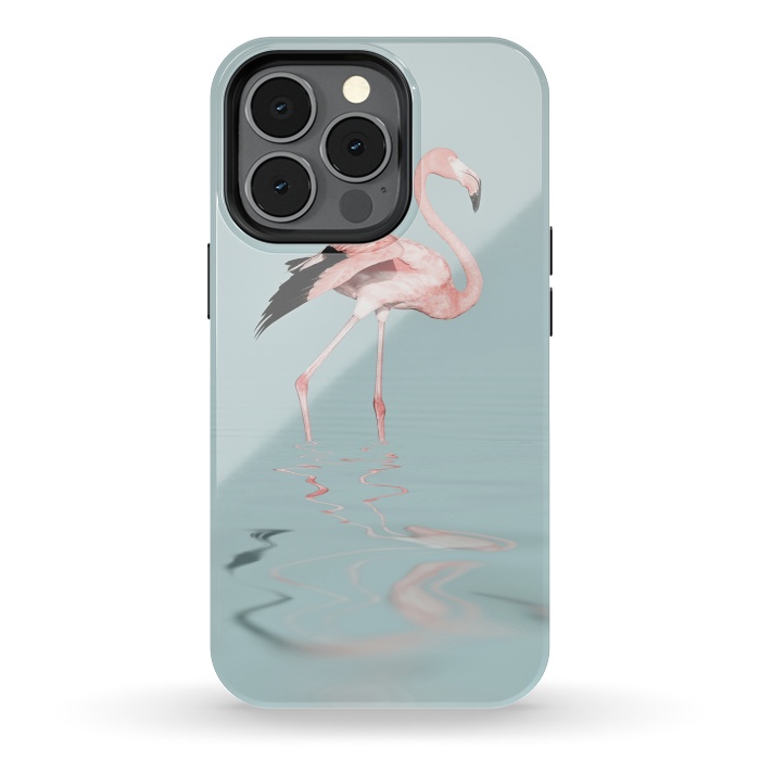 iPhone 13 pro StrongFit Flamingo On Turquoise Waters by Andrea Haase