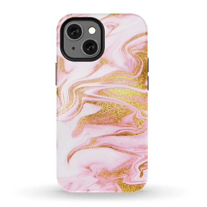 iPhone 13 mini StrongFit Pink and gold Fluid Marble by  Utart