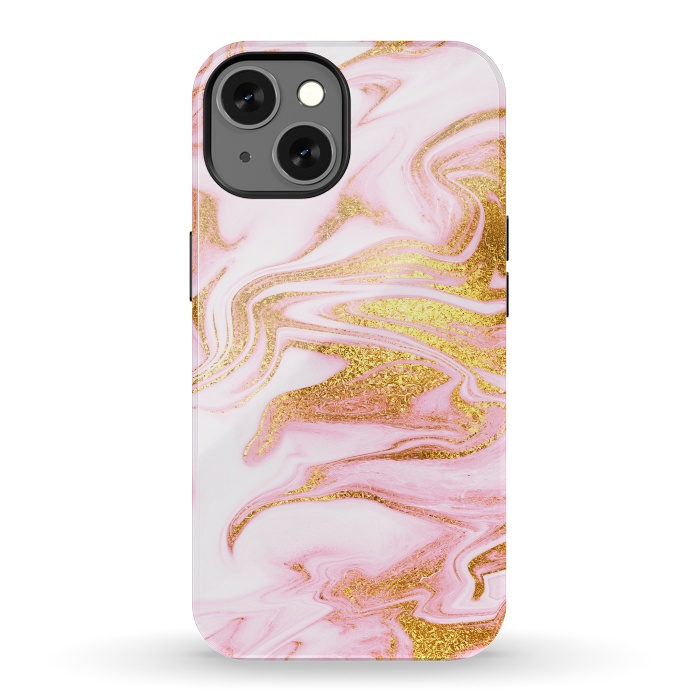 iPhone 13 StrongFit Pink and gold Fluid Marble by  Utart