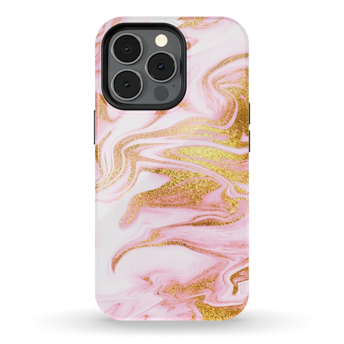 iPhone 13 pro StrongFit Pink and gold Fluid Marble by  Utart