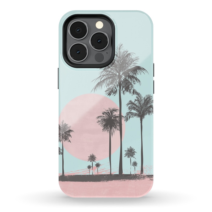 iPhone 13 pro StrongFit Beachfront Palm Tree Sunset by Andrea Haase