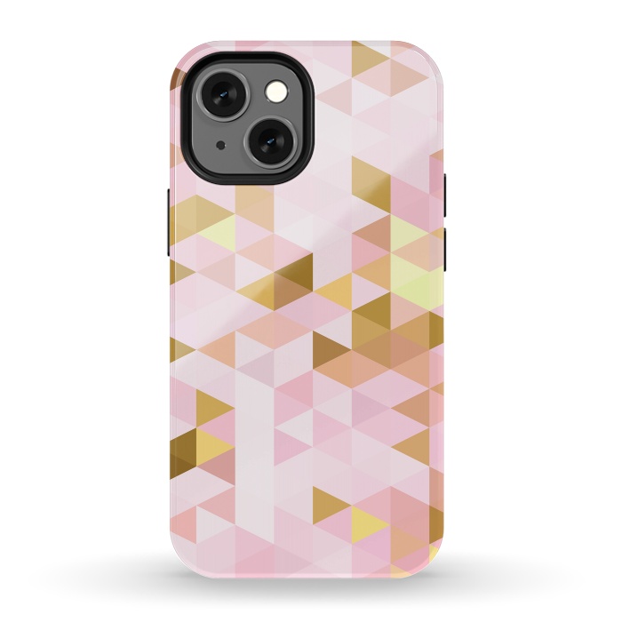 iPhone 13 mini StrongFit Pink and Rose Gold Marble Triangle Pattern by  Utart