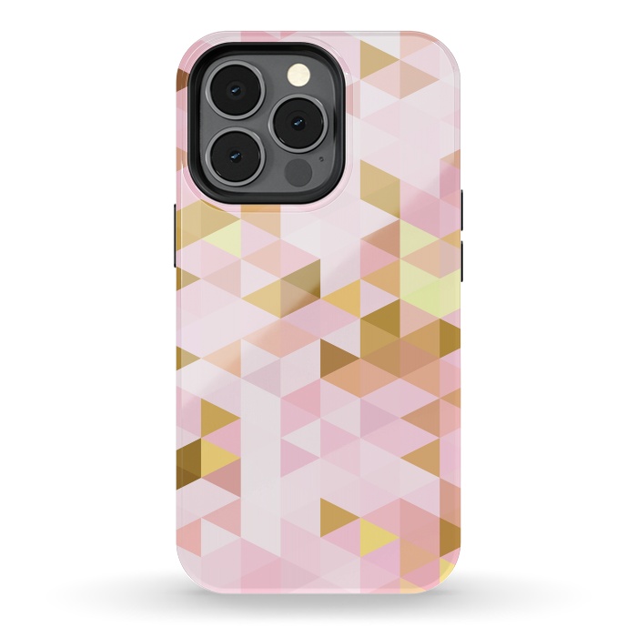 iPhone 13 pro StrongFit Pink and Rose Gold Marble Triangle Pattern by  Utart