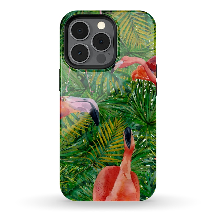 iPhone 13 pro StrongFit Flamingo Jungle Party by  Utart