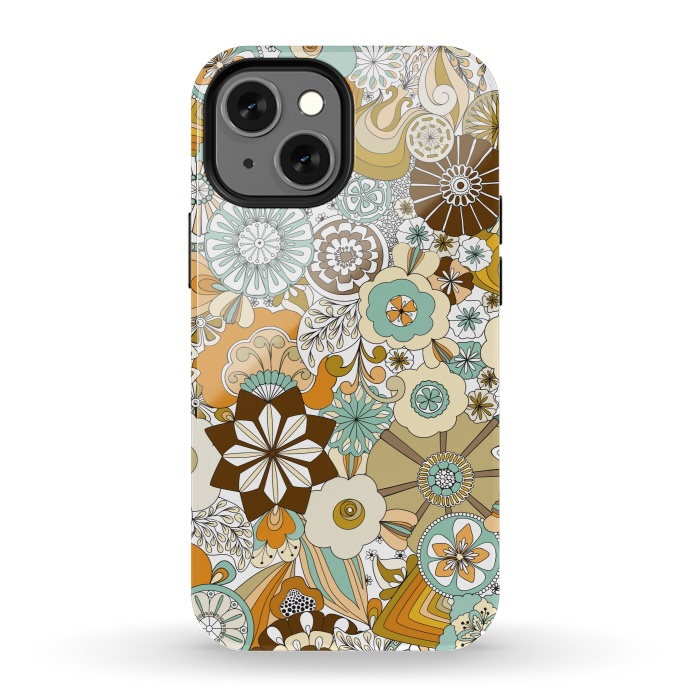 iPhone 13 mini StrongFit Flowers, Flowers Everywhere Retro Colors by Paula Ohreen