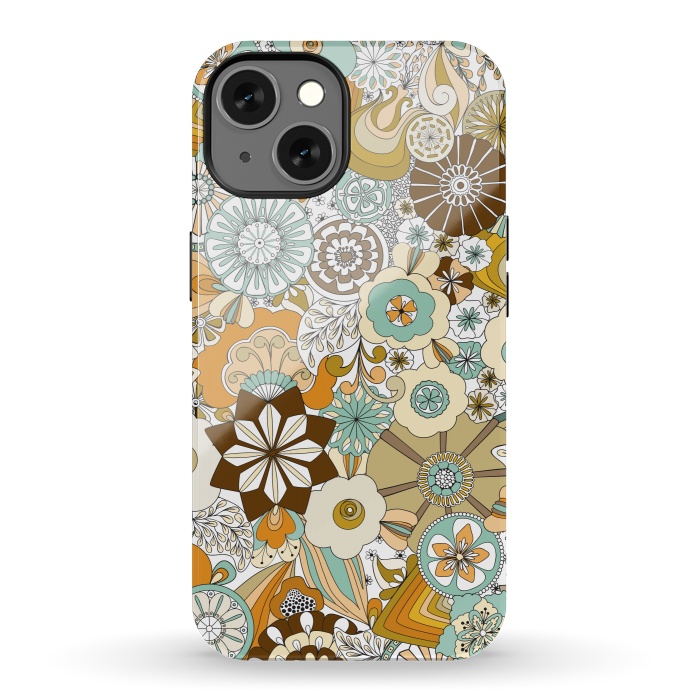 iPhone 13 StrongFit Flowers, Flowers Everywhere Retro Colors by Paula Ohreen