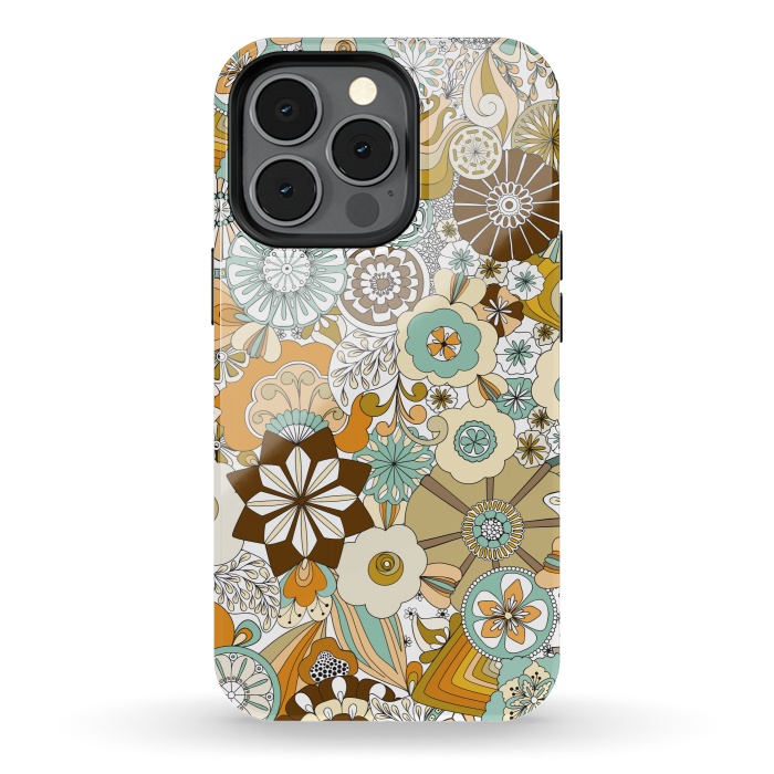 iPhone 13 pro StrongFit Flowers, Flowers Everywhere Retro Colors by Paula Ohreen