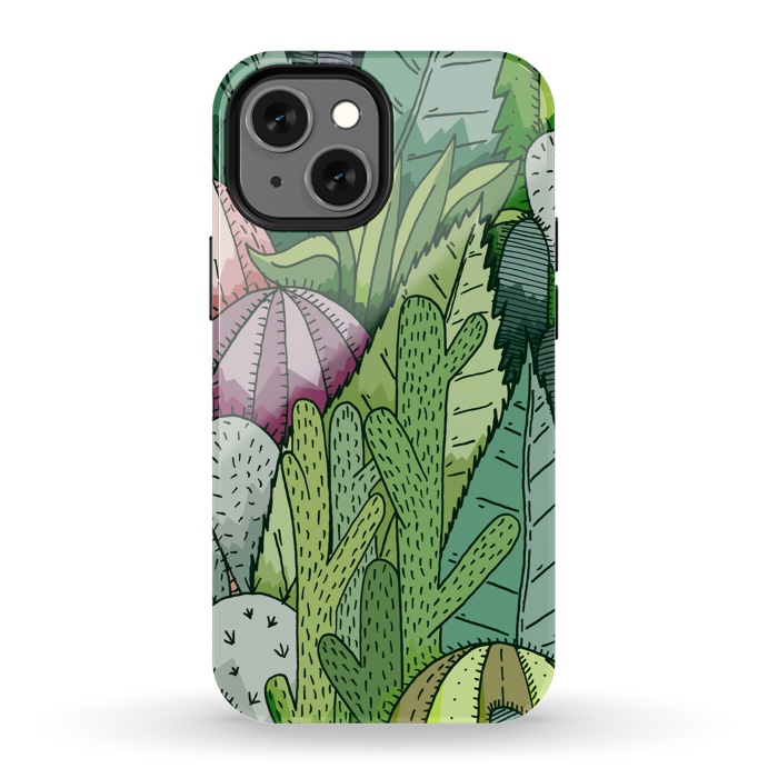 iPhone 13 mini StrongFit Cactus Garden by Steve Wade (Swade)