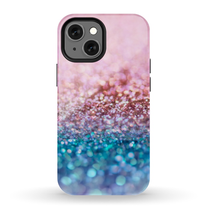 iPhone 13 mini StrongFit Teal and Rose Gold Glitter Dance by  Utart
