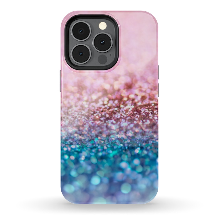 iPhone 13 pro StrongFit Teal and Rose Gold Glitter Dance by  Utart