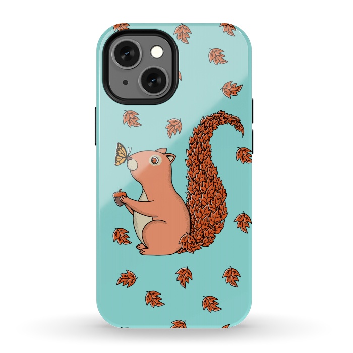 iPhone 13 mini StrongFit Squirrel and Butterfly by Coffee Man