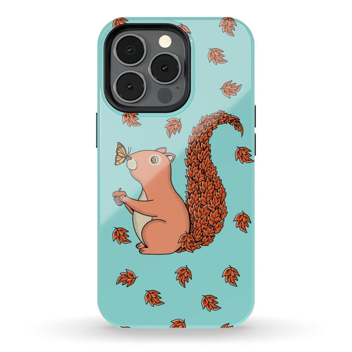 iPhone 13 pro StrongFit Squirrel and Butterfly by Coffee Man