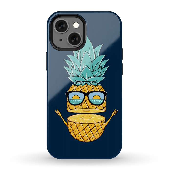 iPhone 13 mini StrongFit Pineapple Sunglasses Blue by Coffee Man