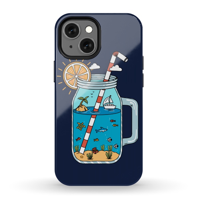 iPhone 13 mini StrongFit Drink Landscape Blue by Coffee Man