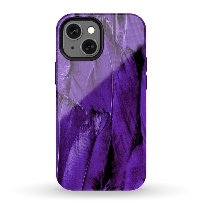 iPhone 13 mini StrongFit Purple Feathers by Andrea Haase