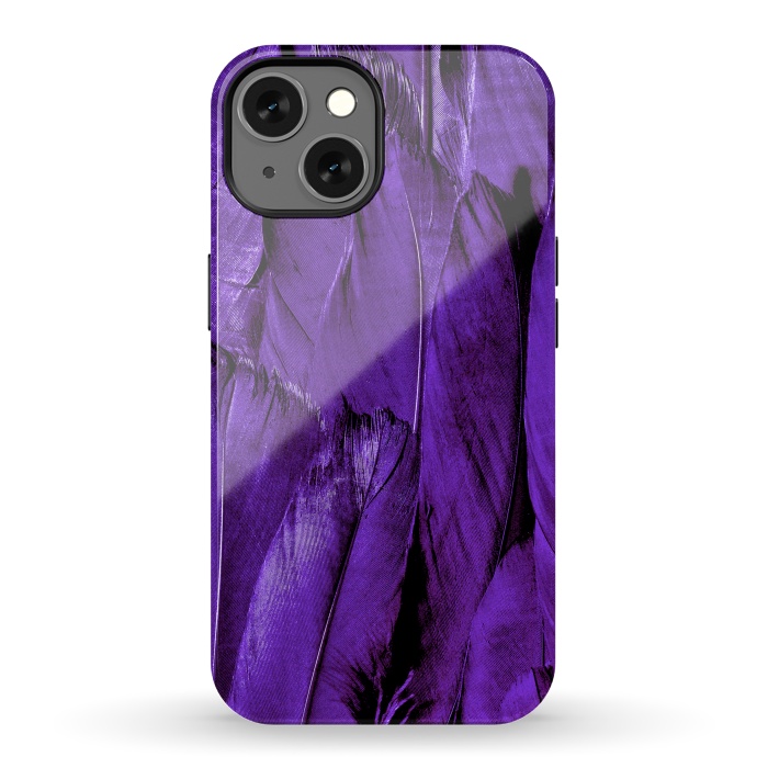iPhone 13 StrongFit Purple Feathers by Andrea Haase